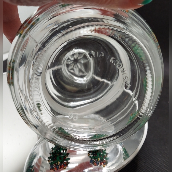 Vintage KIG Indonesia Clear Glass Christmas Trees Round Lidded Candy Trinket Jar - Picture 5 of 9